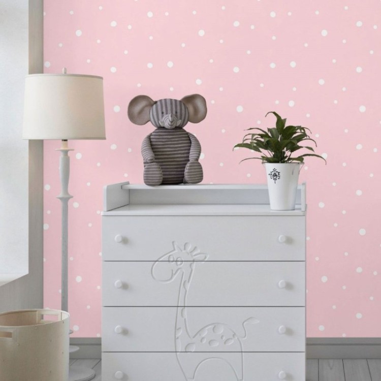 Papel de Parede Adesivo Bolinhas Poá Rosa N017062