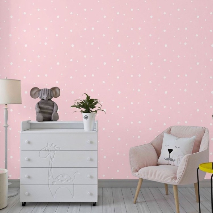 Papel de Parede Adesivo Bolinhas Poá Rosa N017062