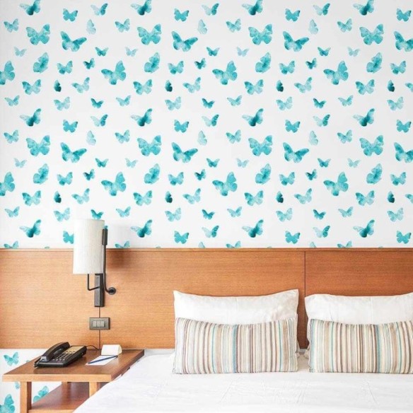 Papel de Parede Adesivo Borboleta Azul 224370532