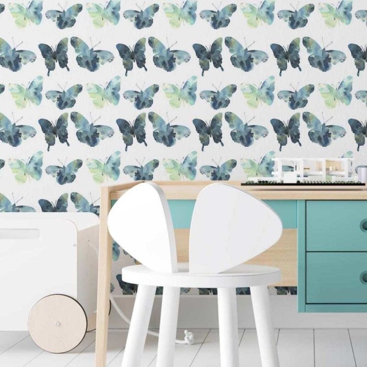 Papel de Parede Adesivo Borboleta Azul N03130