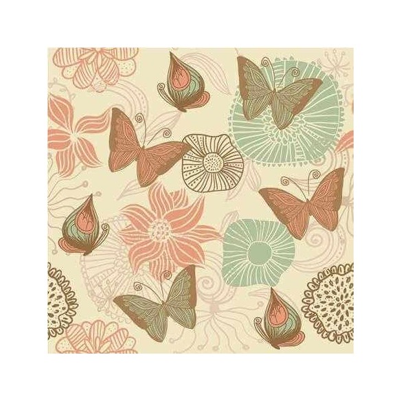 Papel de Parede Adesivo Borboleta Floral Bege 817166322