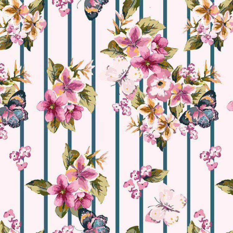 Papel de Parede Adesivo Borboleta Floral Rosa...