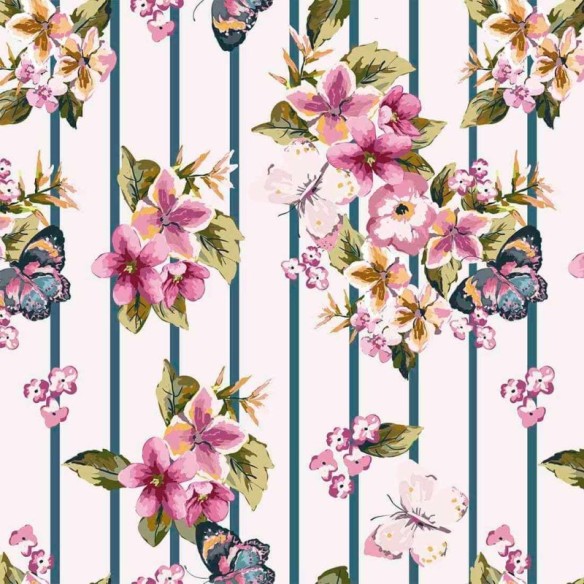 Papel de Parede Adesivo Borboleta Floral Rosa 104724971