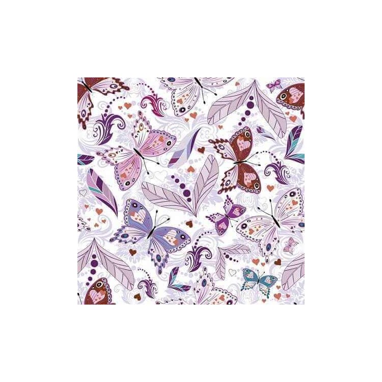 Papel de Parede Adesivo Borboleta Floral Roxo...