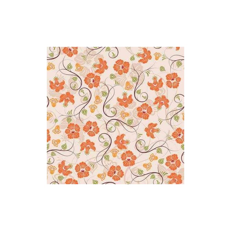 Papel de Parede Adesivo  Floral Laranja 565