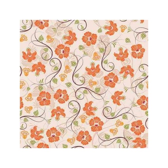 Papel de Parede Adesivo  Floral Laranja 565
