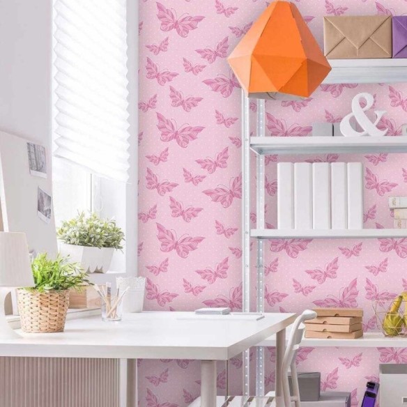 Papel de Parede Adesivo Borboleta Rosa  170061491