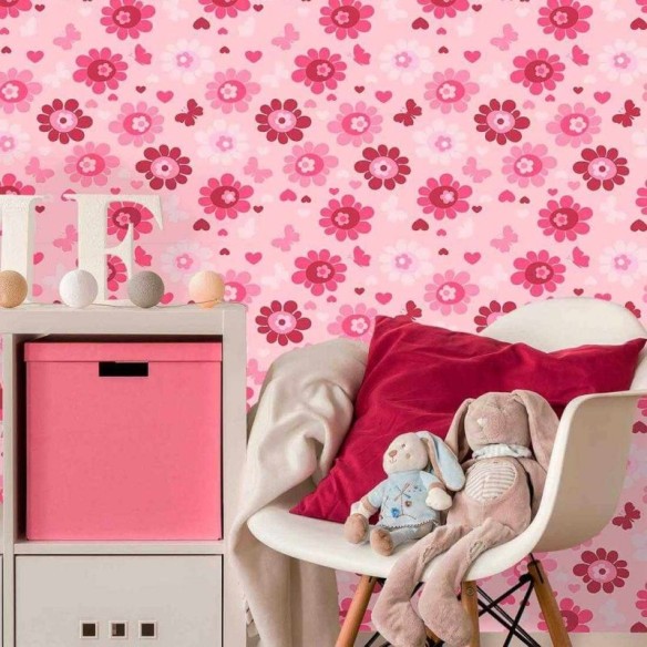 Papel de Parede Adesivo  Floral Rosa 1915