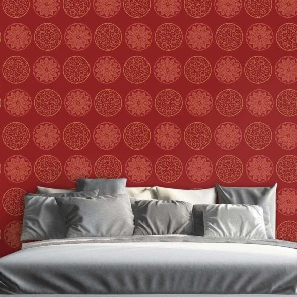 Papel de Parede Adesivo  Floral Vermelho 38