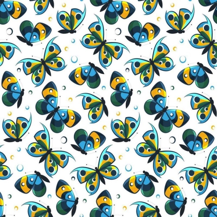 Papel de Parede Adesivo Borboletas Azul Amarelo...