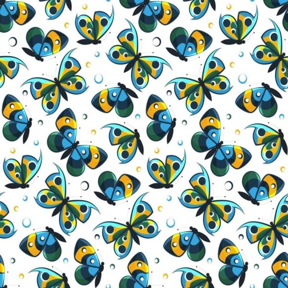 Papel de Parede Adesivo Borboletas Azul Amarelo Verde N08036