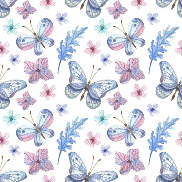 Papel de Parede Adesivo Borboletas e Flores Aquarela N04185