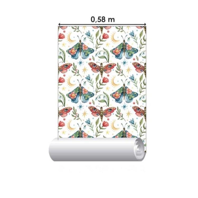 Papel de Parede Adesivo Borboletas Florais...
