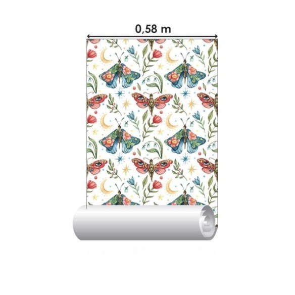 Papel de Parede Adesivo Borboletas Florais Colorido N04271