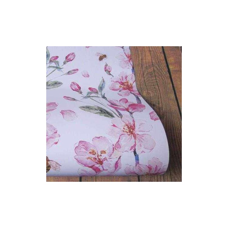 Papel de Parede Adesivo Borboletas Floral Rosa...