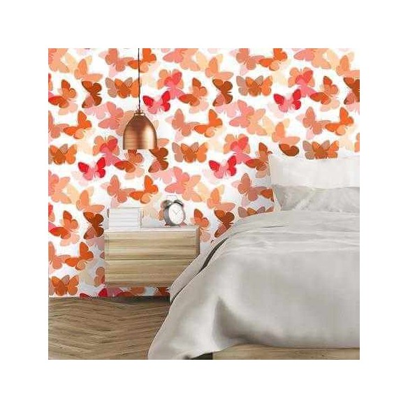 Papel de Parede Adesivo Borboletas Laranjas 52773220