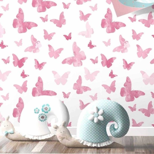 Papel de Parede Adesivo Borboletas Rosa 370960250