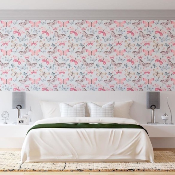 Papel de Parede Adesivo Borboletas Rosa e Azul N08035