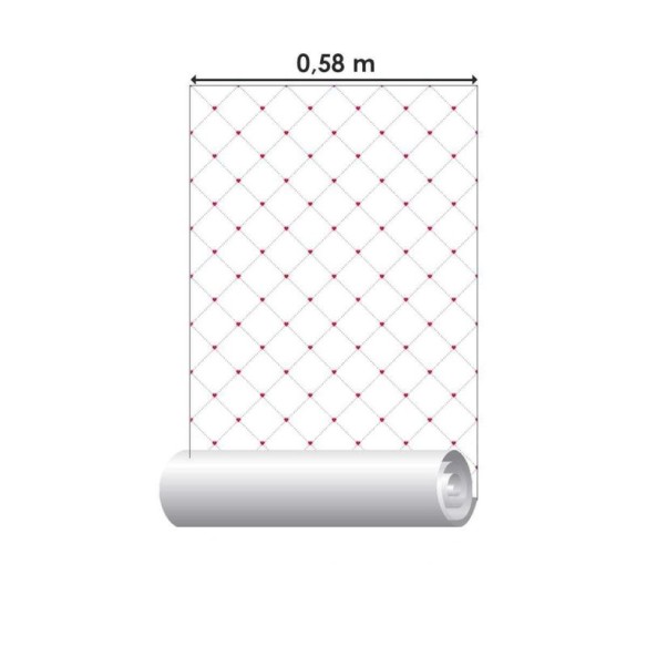 Papel de Parede Adesivo Botonê Branco e Vermelho N04024