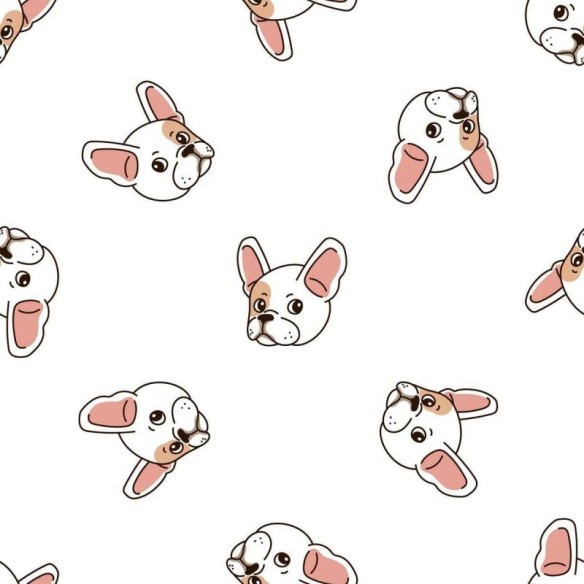 Papel de Parede Adesivo Bulldog Francês Fundo Branco N04270