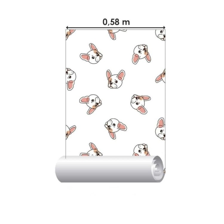 Papel de Parede Adesivo Bulldog Francês Fundo...