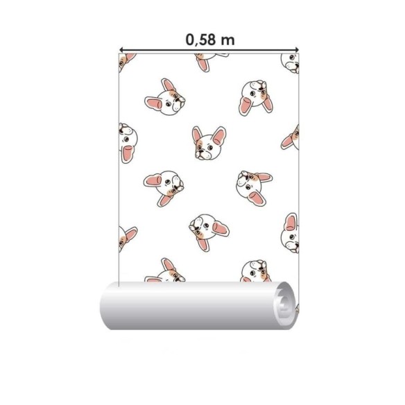 Papel de Parede Adesivo Bulldog Francês Fundo Branco N04270