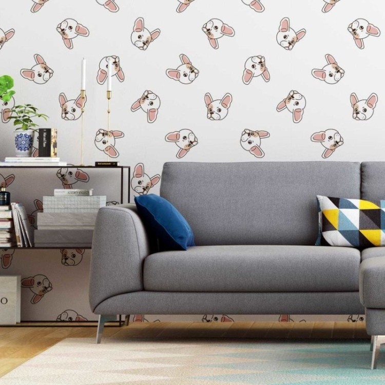 Papel de Parede Adesivo Bulldog Francês Fundo...