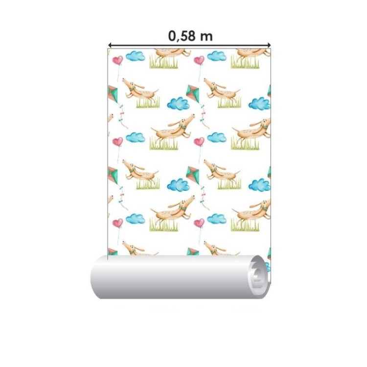 Papel de Parede Adesivo Cachorro Pipa N04048