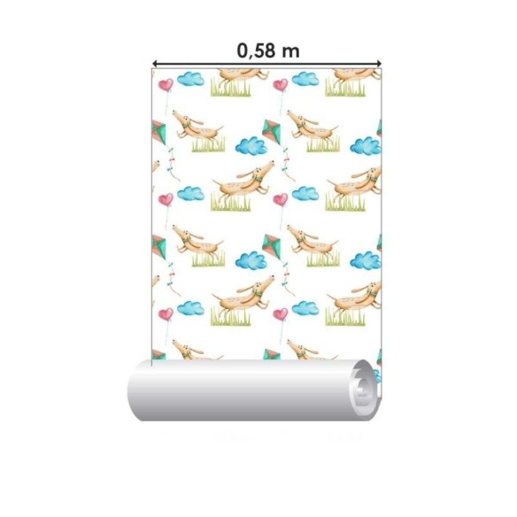Papel de Parede Adesivo Cachorro Pipa N04048