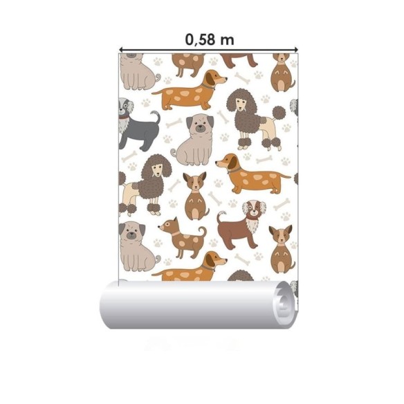 Papel de Parede Adesivo Cachorros e Ossinhos N09059