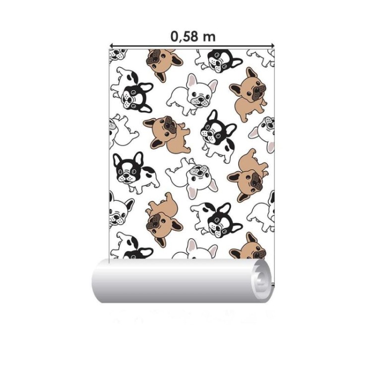 Papel de Parede Adesivo Cachorros Minimalistas...
