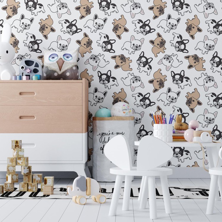 Papel de Parede Adesivo Cachorros Minimalistas...