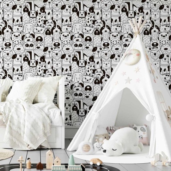 Papel de Parede Adesivo Cachorros Para Colorir N04264