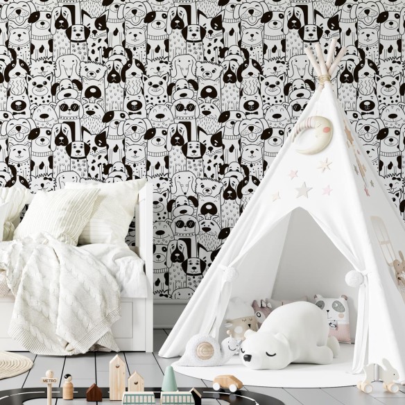 Papel de Parede Adesivo Cachorros Para Colorir N04264