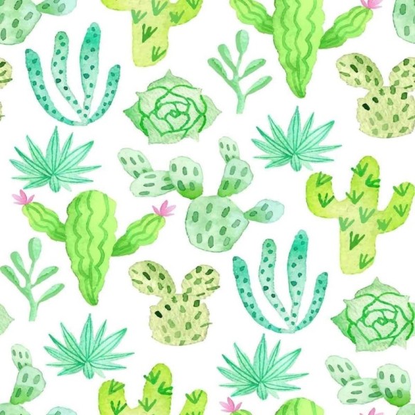 Papel de Parede Adesivo Cactos Aquarela N07001