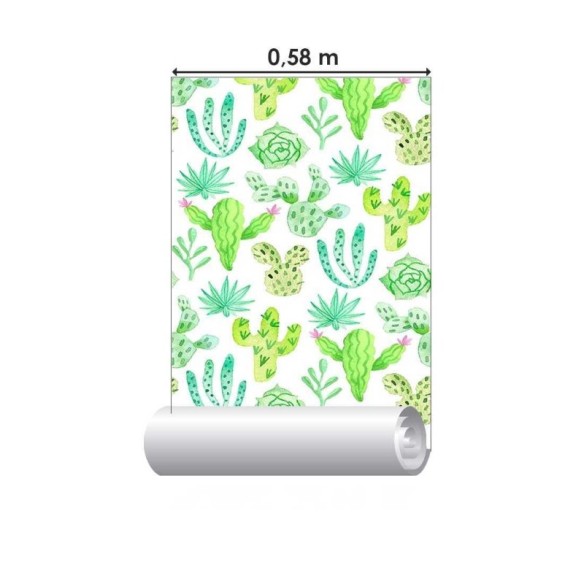 Papel de Parede Adesivo Cactos Aquarela N07001