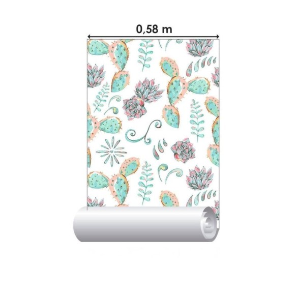 Papel de Parede Adesivo Cactos e Suculentas N010114