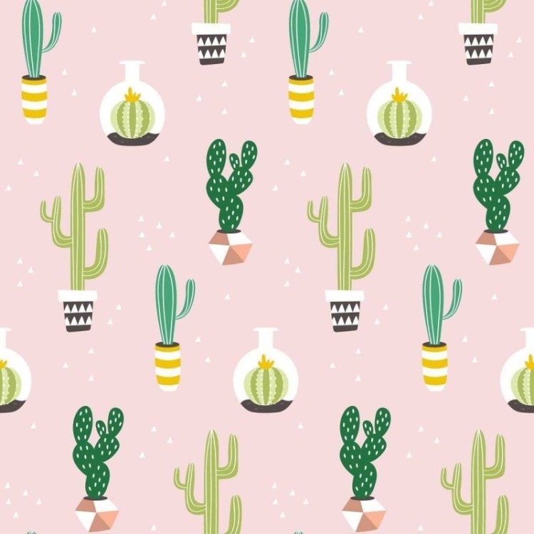 Papel de Parede Adesivo Cactos Minimalistas...