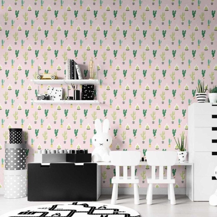 Papel de Parede Adesivo Cactos Minimalistas...