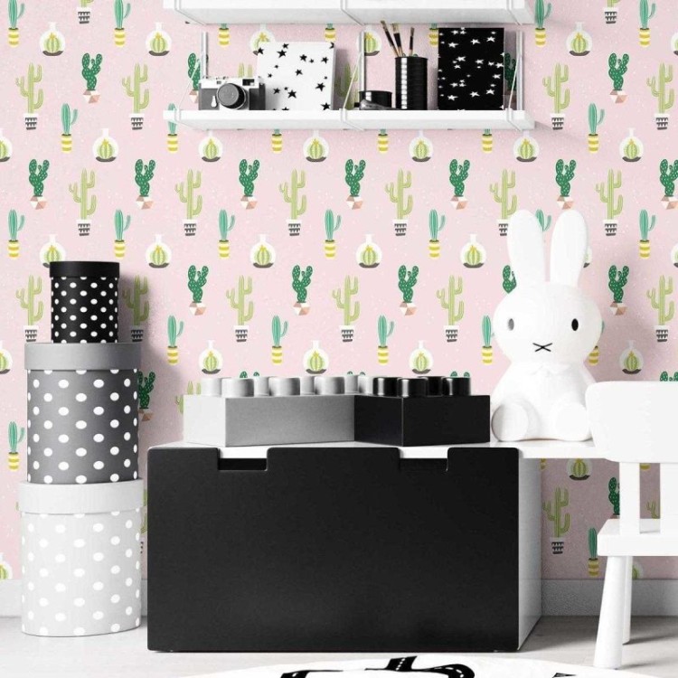 Papel de Parede Adesivo Cactos Minimalistas...