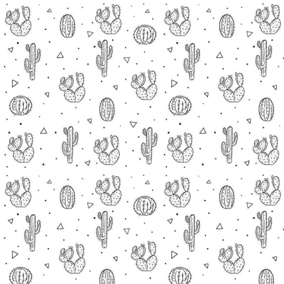 Papel de Parede Adesivo Cactos Preto e Branco N04077