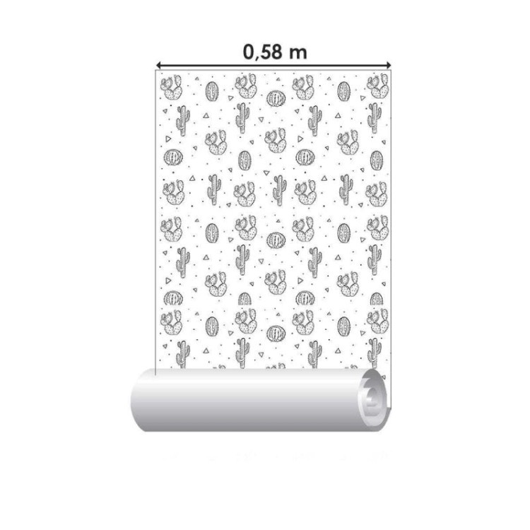 Papel de Parede Adesivo Cactos Preto e Branco...