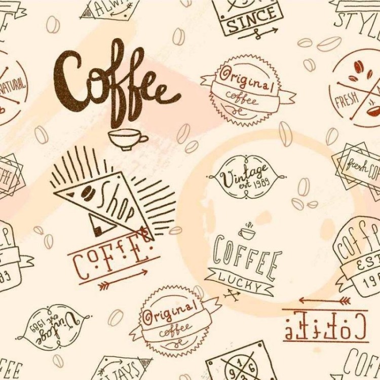 Papel de Parede Adesivo Café Lettering N06223