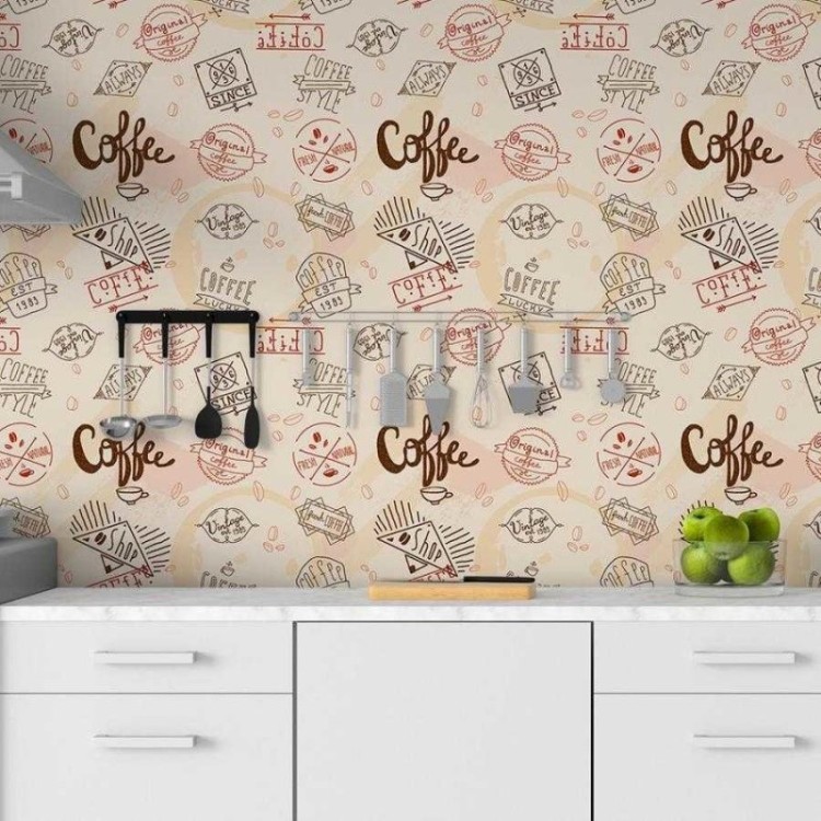 Papel de Parede Adesivo Café Lettering N06223