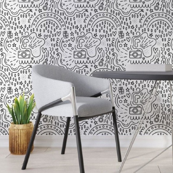 Papel de Parede Adesivo Câmera Para Colorir N013250