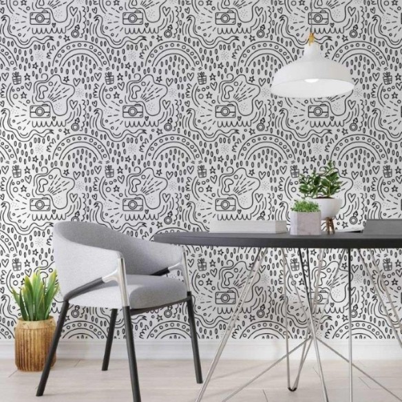 Papel de Parede Adesivo Câmera Para Colorir N013250