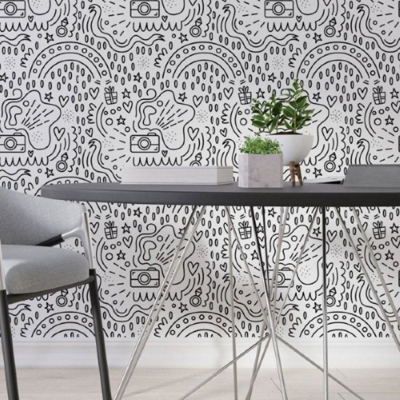 Papel de Parede Adesivo Câmera Para Colorir N013250