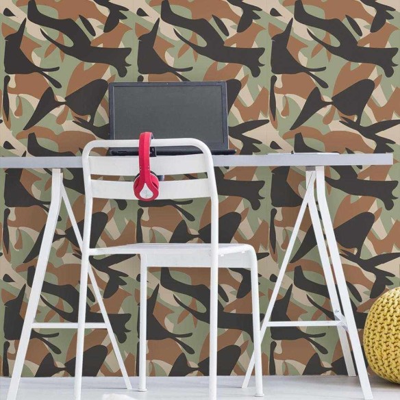 Papel de Parede Adesivo Camuflado Militar 74589