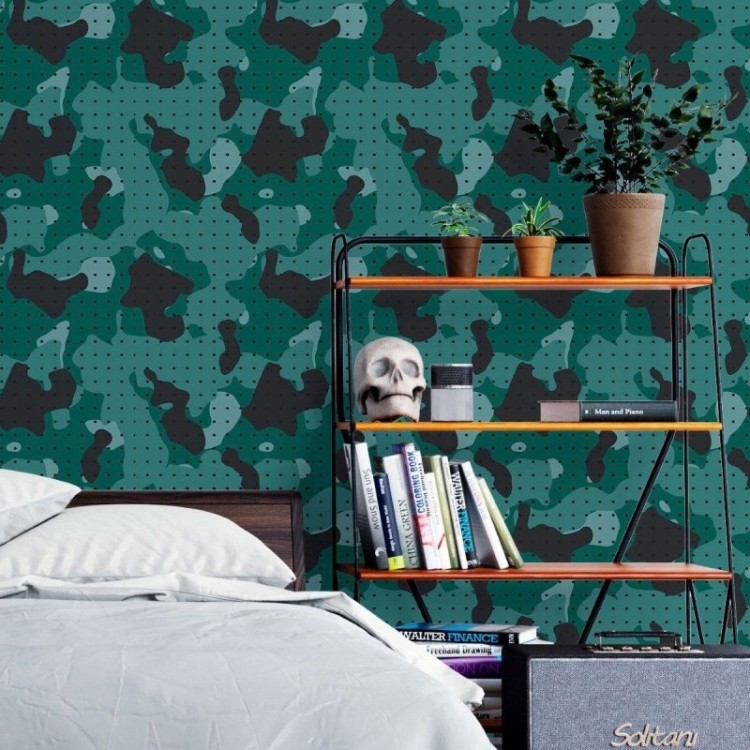 Papel de Parede Adesivo Camuflado Militar Jovem...