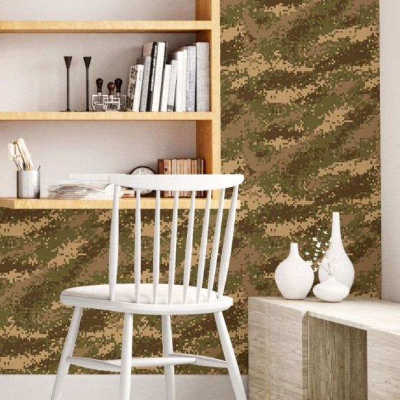 Papel de Parede Adesivo Camuflado Militar Jovem N016075